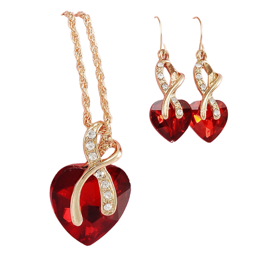 Bleeding Heart Necklace Set - Hidden Gem